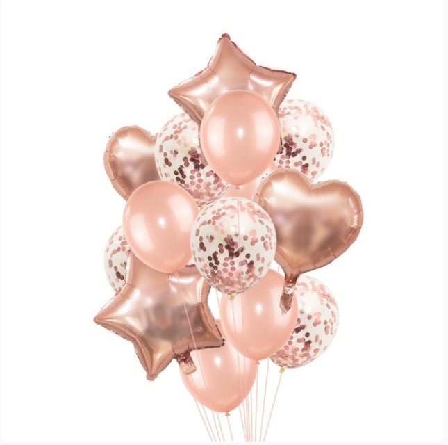 Rose Gold/Confetti Balloon Set