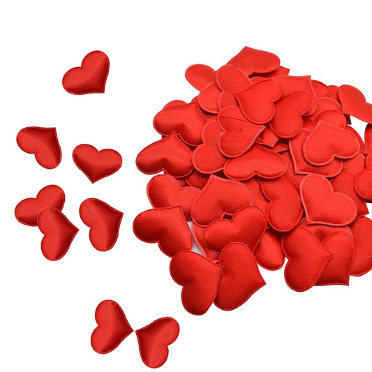 Satin Fabric Heart Petals (50Pcs)