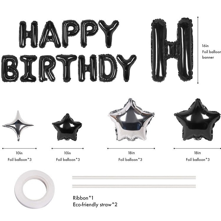 Happy Birthday Letter Balloon Banner with Stars