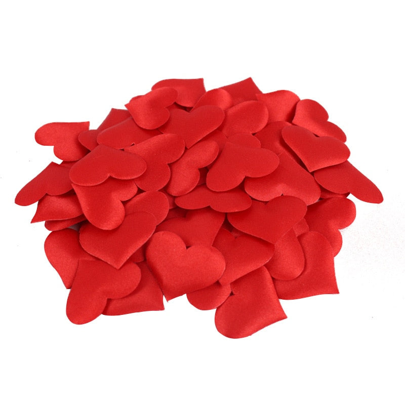 Satin Fabric Heart Petals (50Pcs)