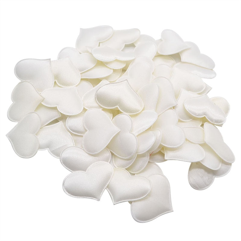 Satin Fabric Heart Petals (50Pcs)