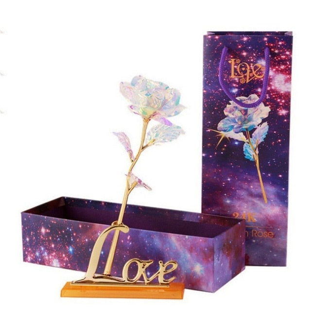 24K Foil Plated Forever Lighting Rose