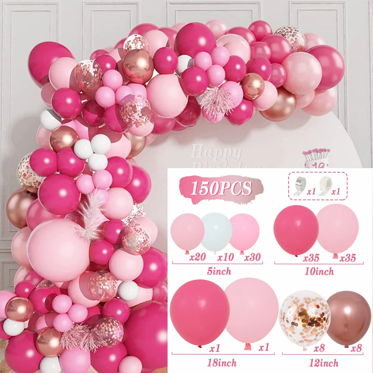 Shades of Pink Balloon Arch Kit