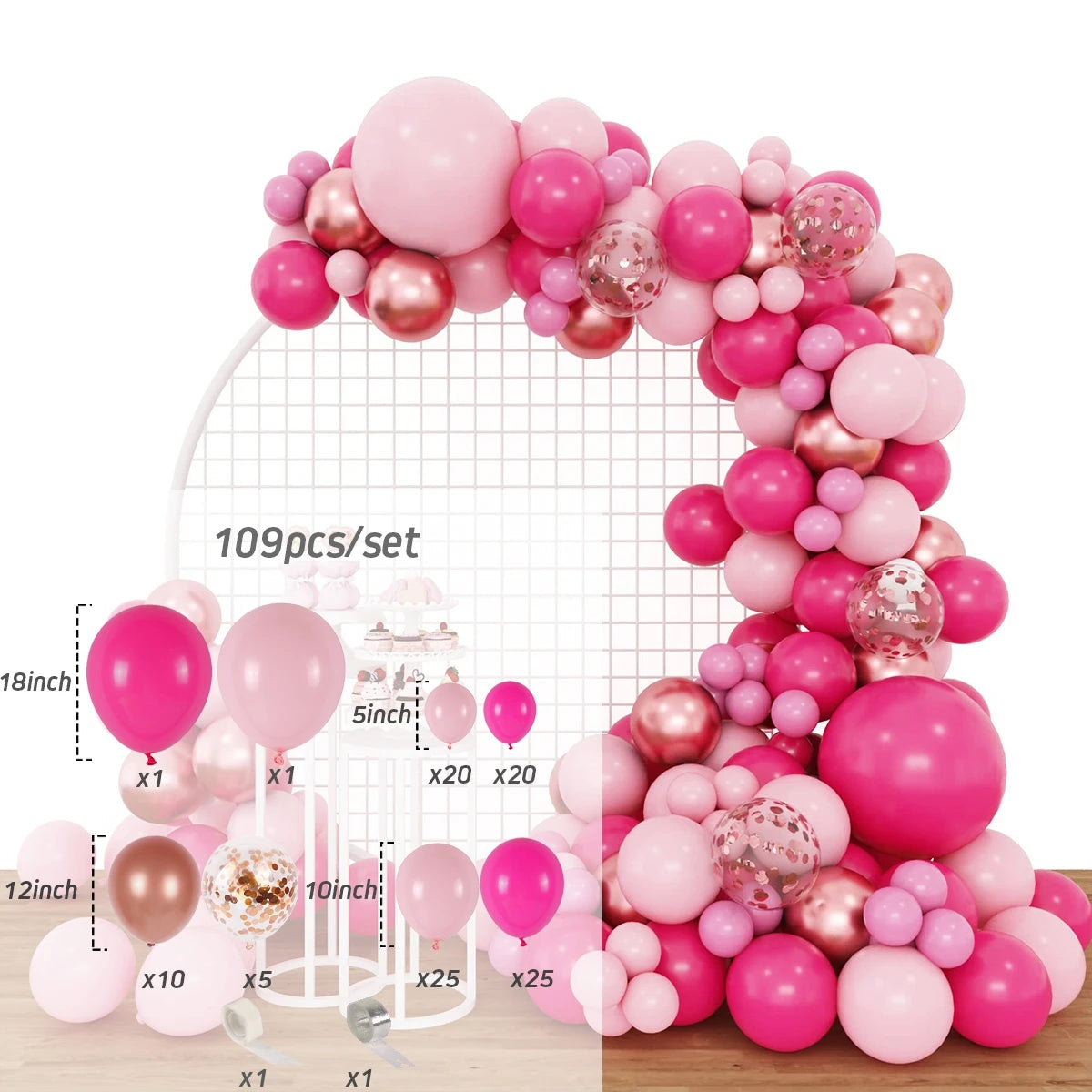 Shades of Pink Balloon Arch Kit