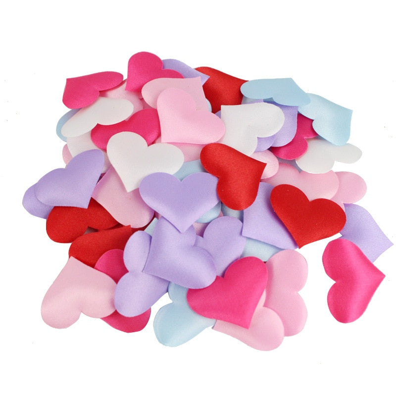 Satin Fabric Heart Petals (50Pcs)