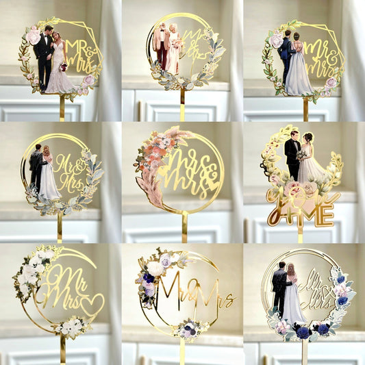 MR & MRS Acrylic Cake Decoration