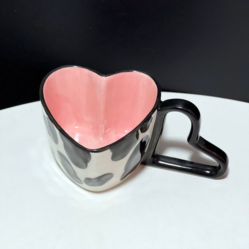 Heart Handle Hand-Painted Ceramic Coffee Mug