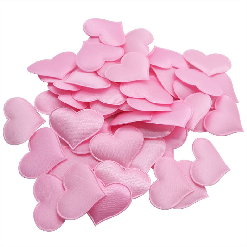 Satin Fabric Heart Petals (50Pcs)