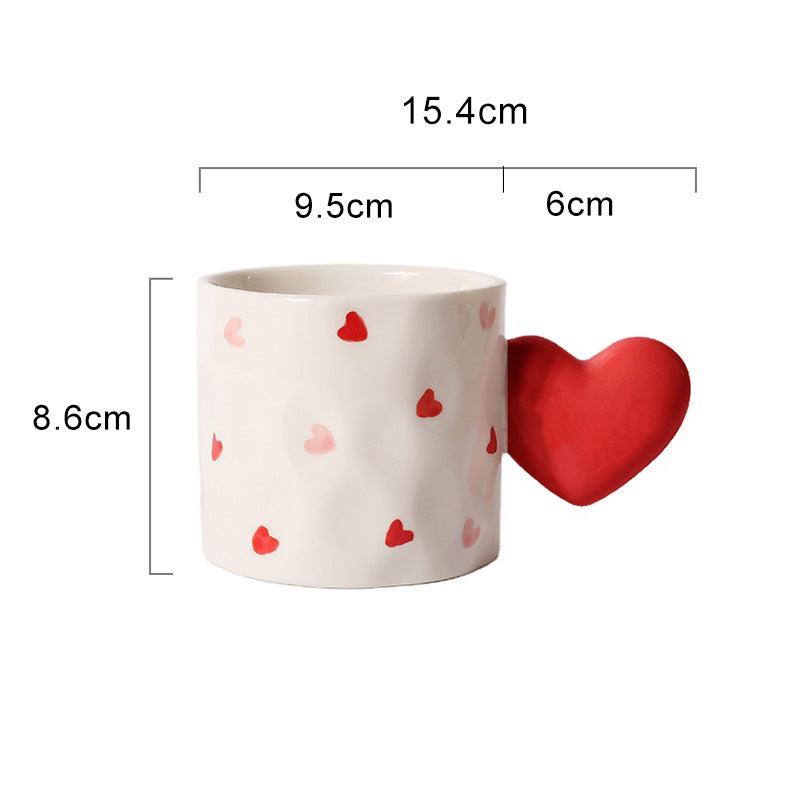 Heart Handle Hand-Painted Ceramic Coffee Mug