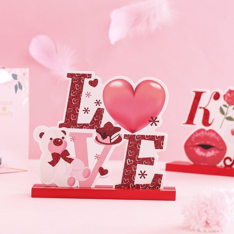 Valentine's Day Love Valentine's Day desktop wooden crafts DIY cute ornaments