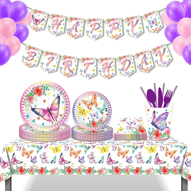 Butterfly Flower Party w/Disposable Tableware