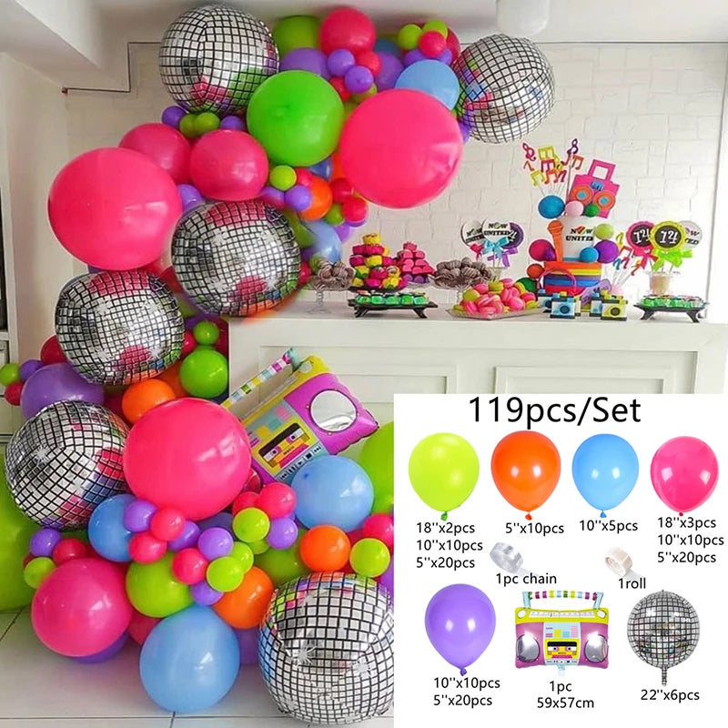 80s 90s Disco Party  Balloon Garland Kit w/Radio