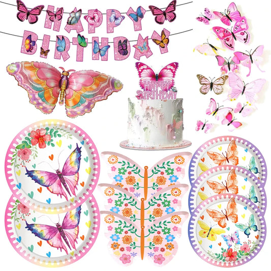 Butterfly Flower Party w/Disposable Tableware