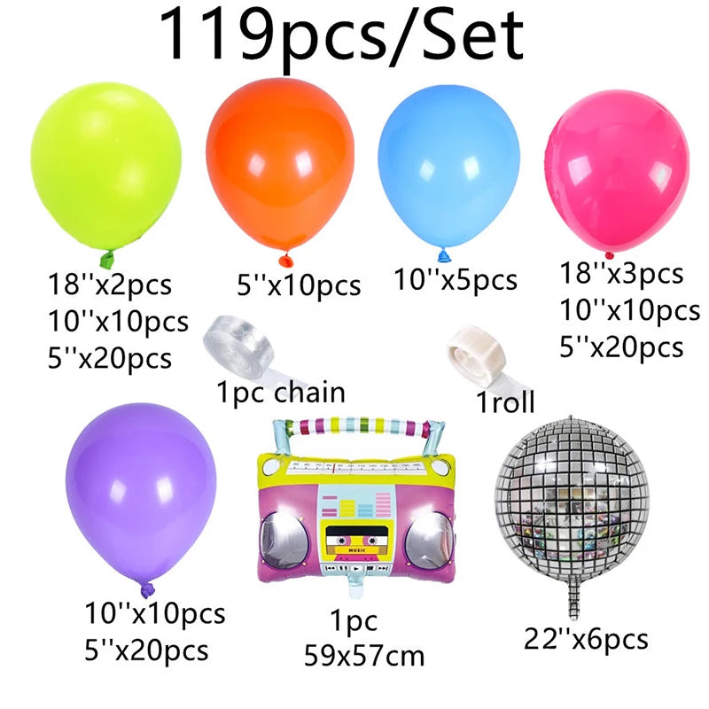 80s 90s Disco Party  Balloon Garland Kit w/Radio