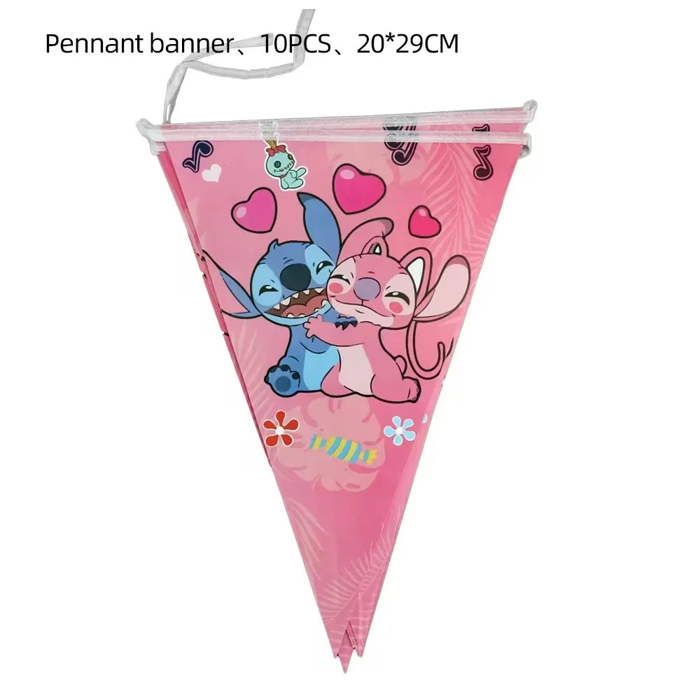 Disney Pink Lilo&Stitch Birthday Party Decoration w/Disposable Tableware