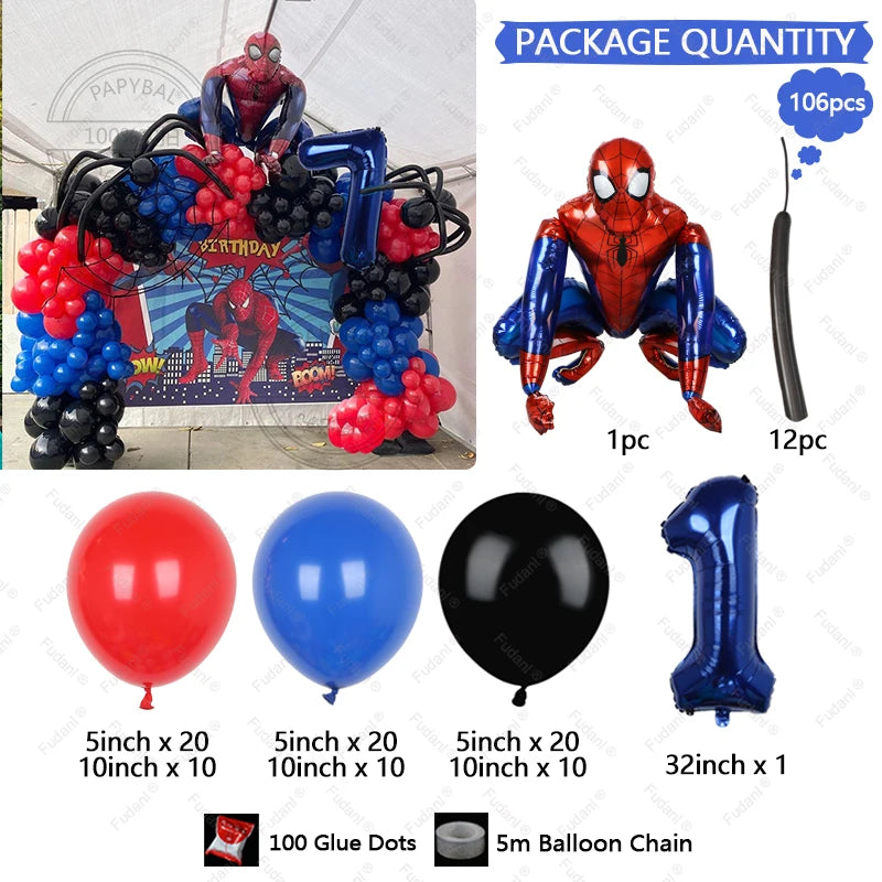 Disney Spiderman Balloons Garland Arch Kit (106pcs)