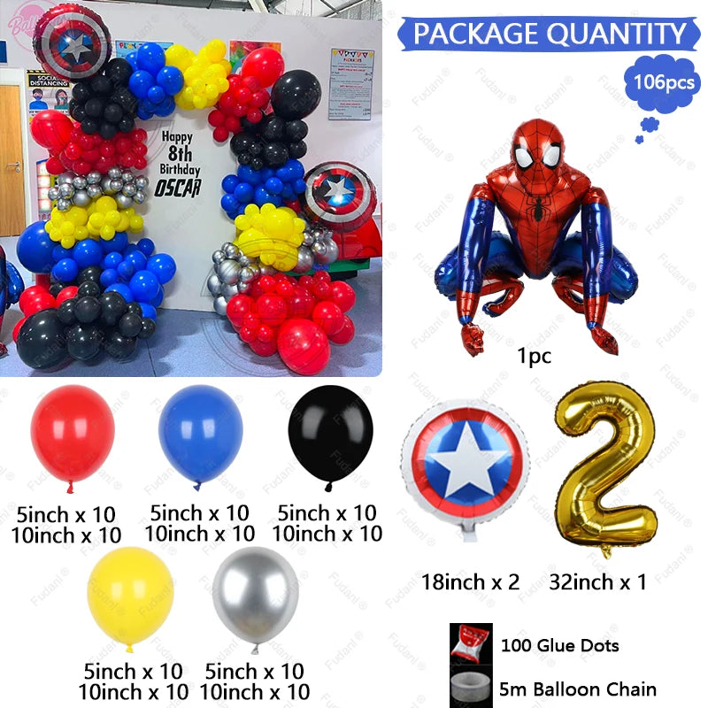 Disney Spiderman Balloons Garland Arch Kit (106pcs)