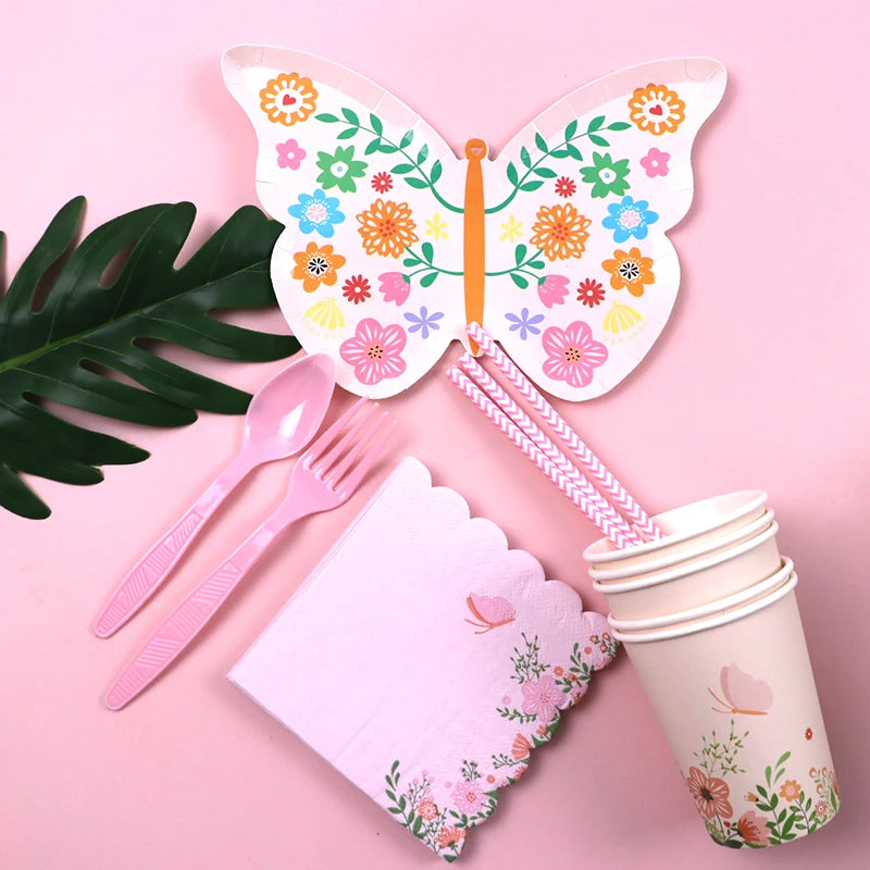 Butterfly Flower Party w/Disposable Tableware