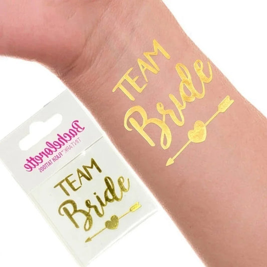 Golden Team Bride & Bride To Be Temporary Tattoos (12pcs)