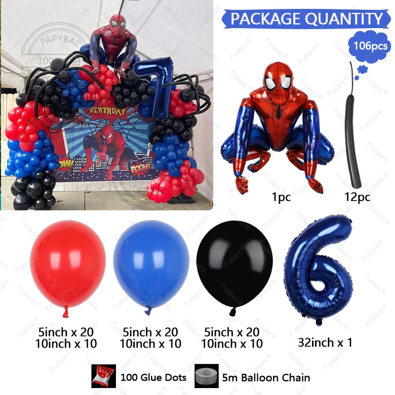 Disney Spiderman Balloons Garland Arch Kit (106pcs)