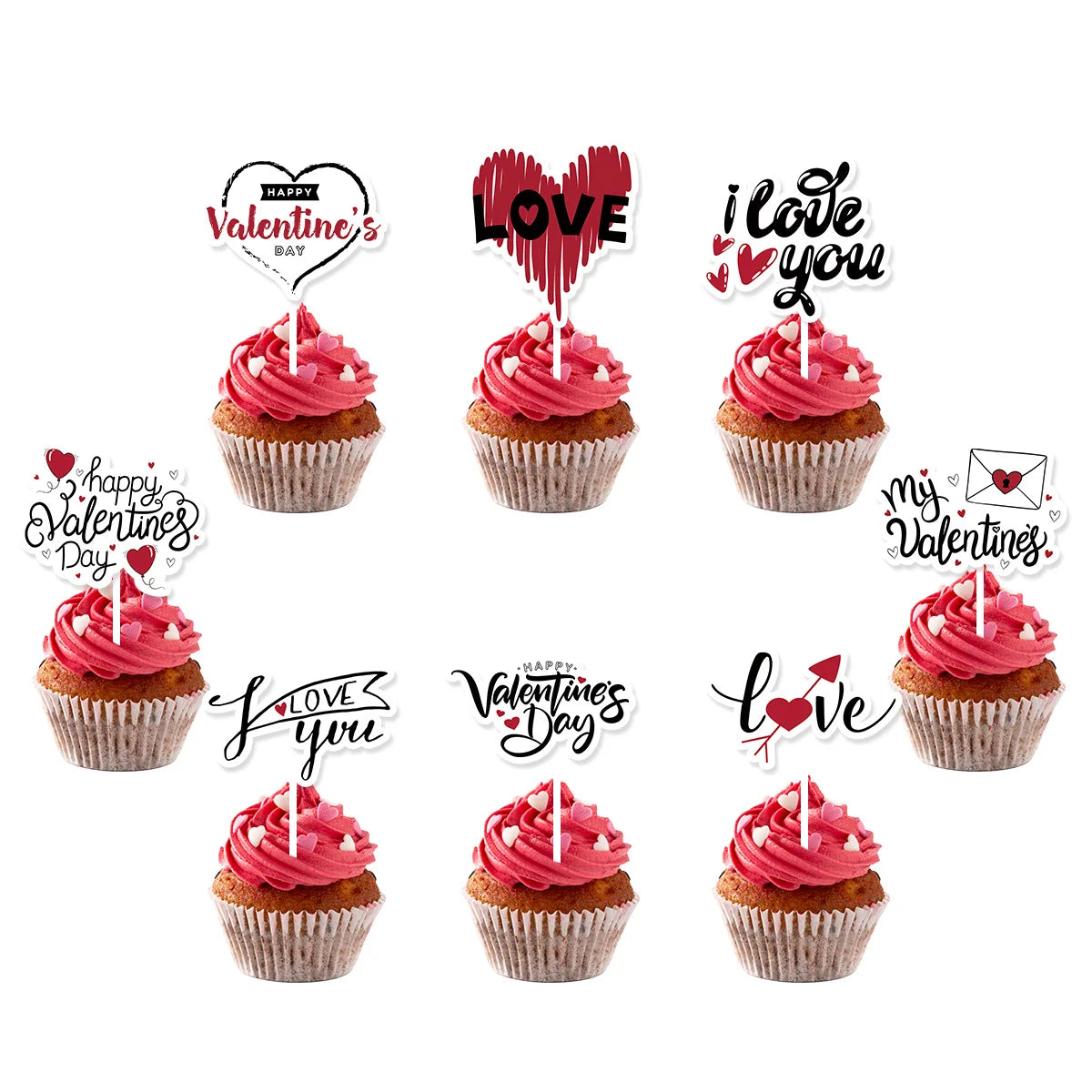 12/24 pcs Valentine’s Day Theme Cake Decoration