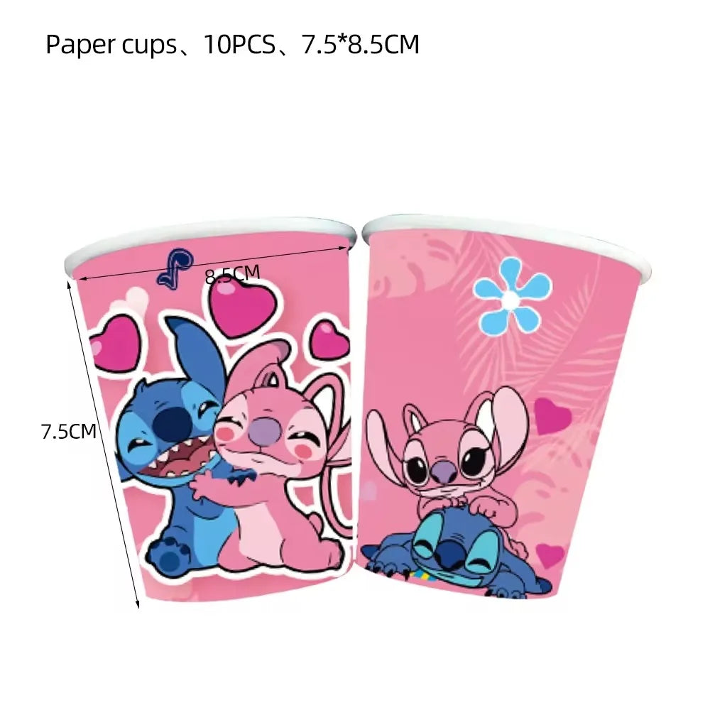 Disney Pink Lilo&Stitch Birthday Party Decoration w/Disposable Tableware