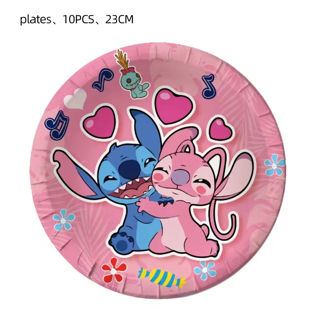 Disney Pink Lilo&Stitch Birthday Party Decoration w/Disposable Tableware