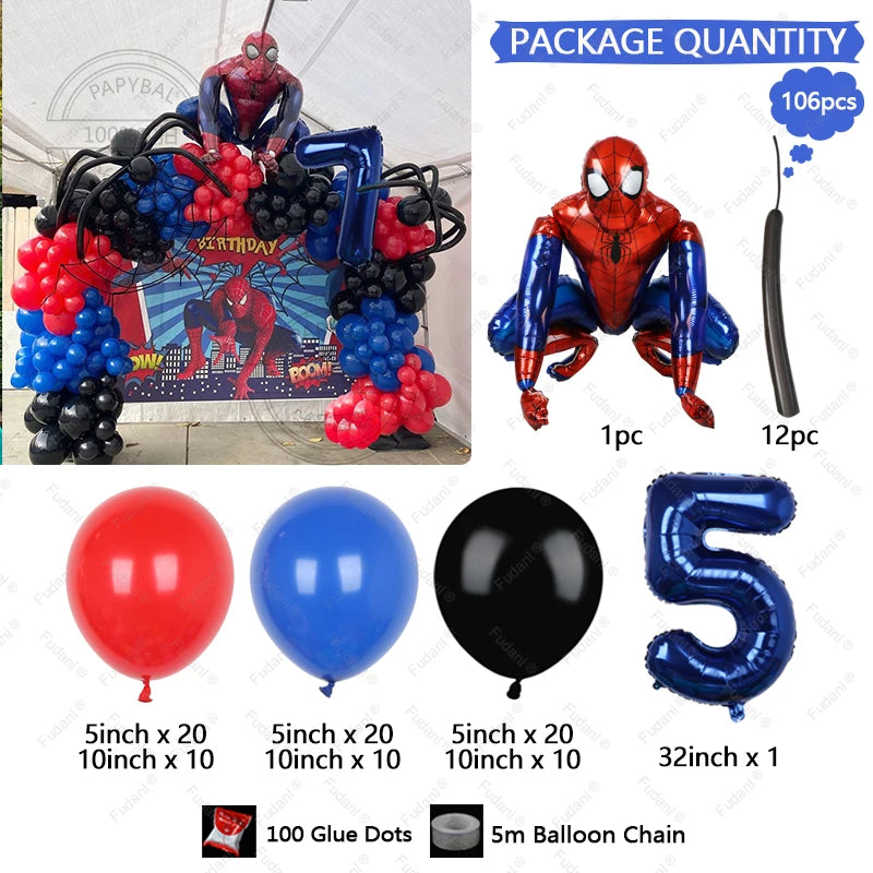 Disney Spiderman Balloons Garland Arch Kit (106pcs)