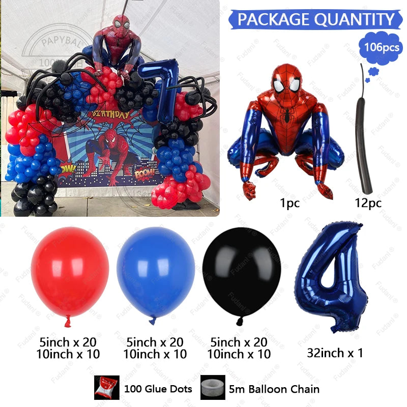 Disney Spiderman Balloons Garland Arch Kit (106pcs)