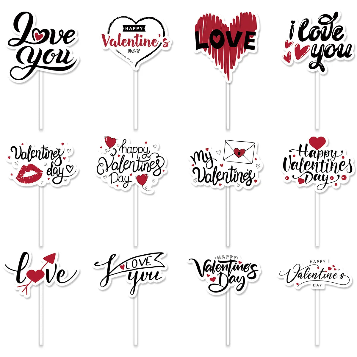 12/24 pcs Valentine’s Day Theme Cake Decoration