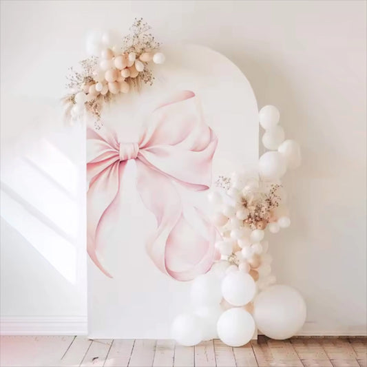 Light Pink Bow Arch Backdrop Cover