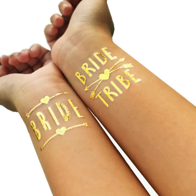 Golden Team Bride & Bride To Be Temporary Tattoos (12pcs)