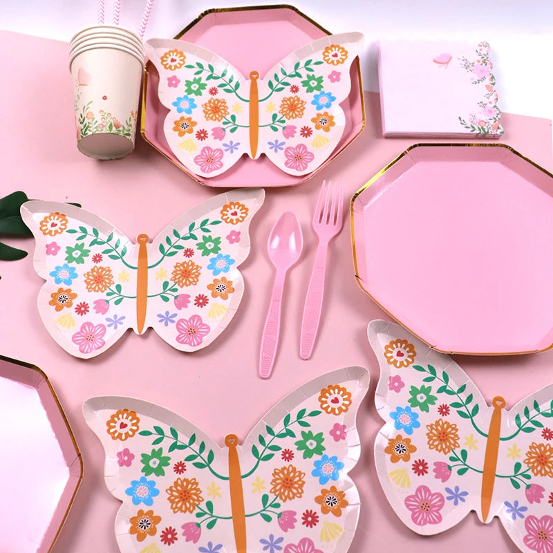 Butterfly Flower Party w/Disposable Tableware