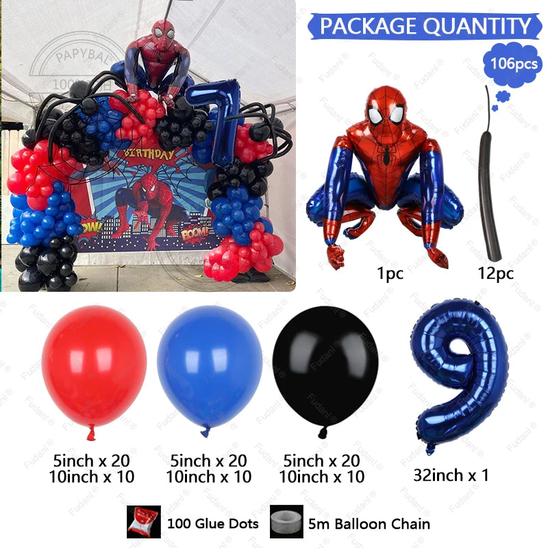 Disney Spiderman Balloons Garland Arch Kit (106pcs)