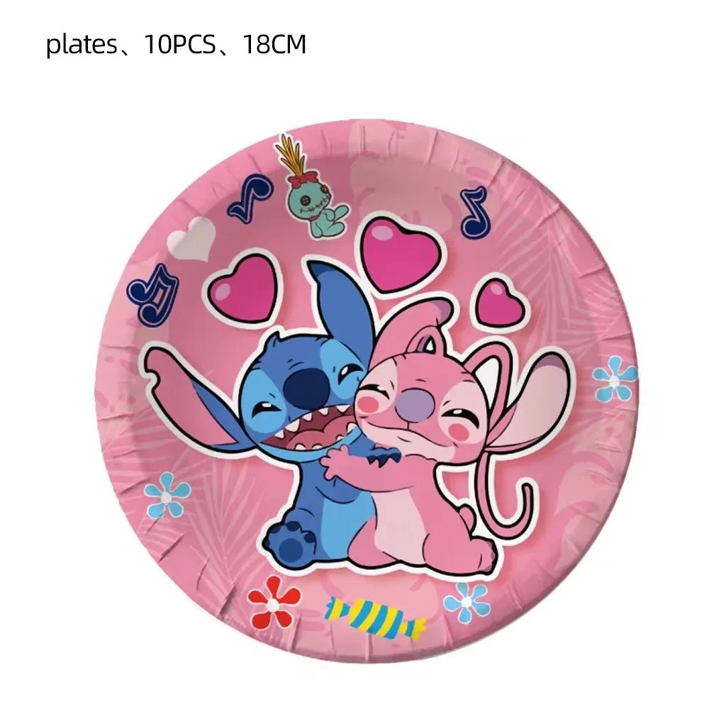 Disney Pink Lilo&Stitch Birthday Party Decoration w/Disposable Tableware