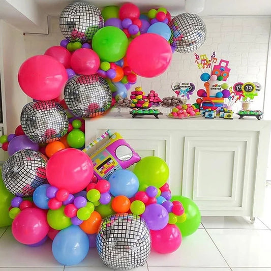 80s 90s Disco Party  Balloon Garland Kit w/Radio