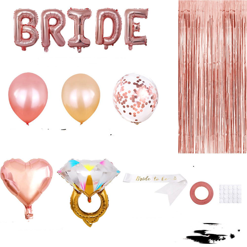 Bachelorette Party Balloon Set w/Bride Shoulder Strap and Diamond Ring