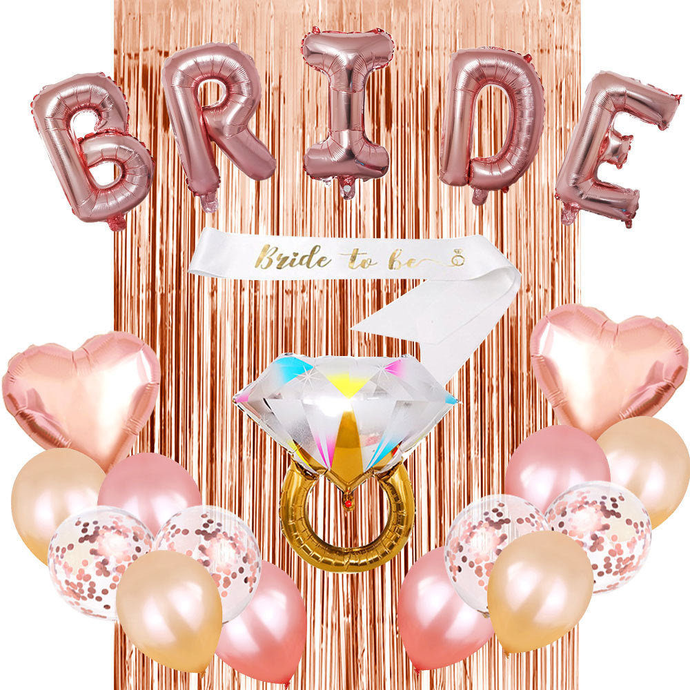 Bachelorette Party Balloon Set w/Bride Shoulder Strap and Diamond Ring