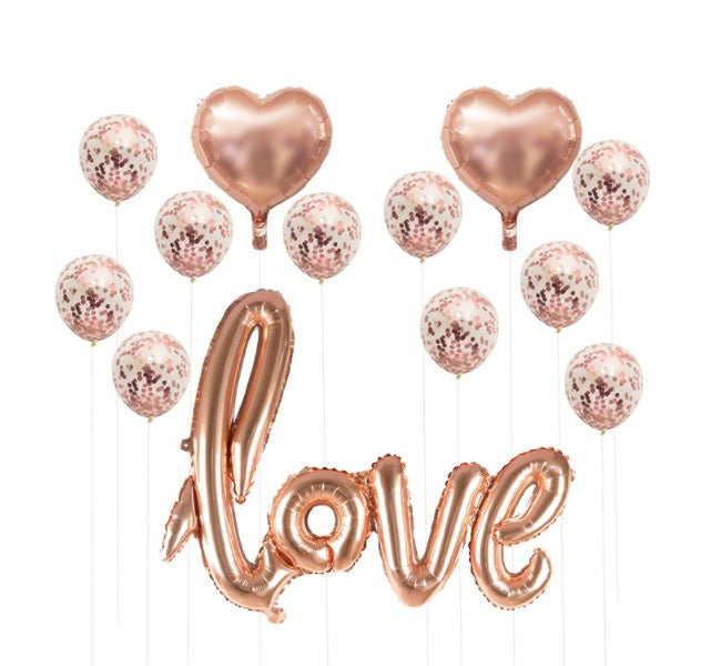 Rose Gold/Confetti Balloon Set